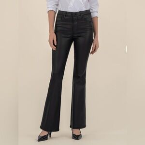Kut from the Kloth Black Coated Ana High Rise Flare Pants. Size 8. Like new!